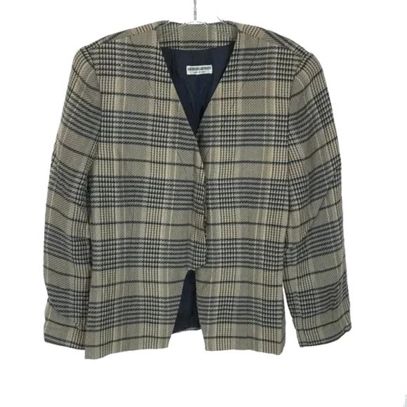 Womens Size 10 Giorgio Armani Vintage Plaid Pattern Blazer Jacket Made in Italy - Picture 1 of 4